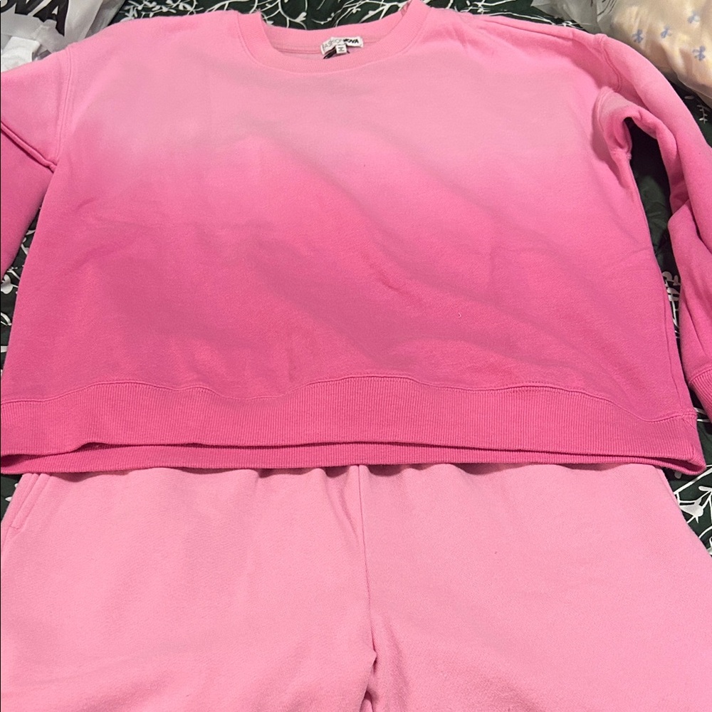 Fashion Nova Pink Ombre Sweatshirt and Pants Set